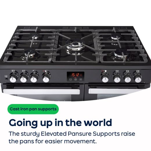 Belling Farmhouse 90DF 90cm Dual Fuel Range Cooker - Cream - AO Annotation - Elevated Pansure Supports